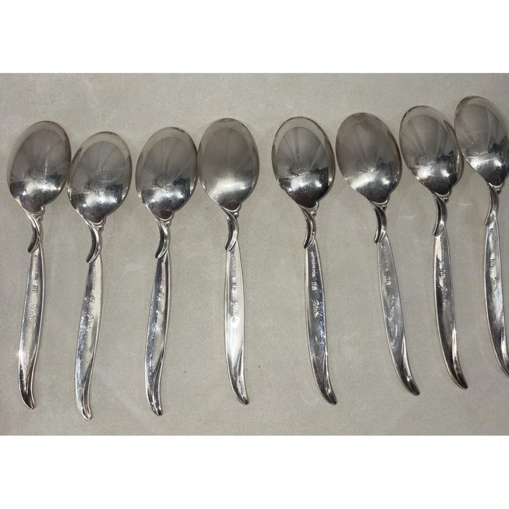 Set of 8 1847 Rogers‎ Bros Teaspoons Flair Pattern Silverplate Flatware 6 3/4 In